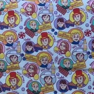 Willy Wonka Colorful Character Print Fabric Brand New with tags so cute